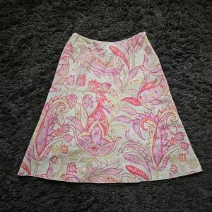Talbots Women's Multi-colored Paisley skirt Size 6 tan, pink, red, orange Aline